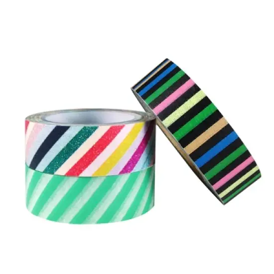 Wrapables Retro Stripes Japanese Washi Masking Tape (Set of 3) image {1}