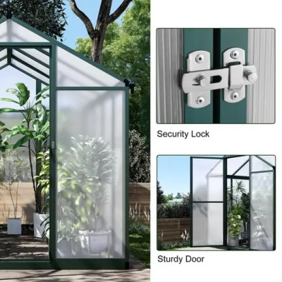 6x8 FT Greenhouse for Outdoors, Polycarbonate Greenhouse with Quick Setup Structure and Roof Vent image {5}