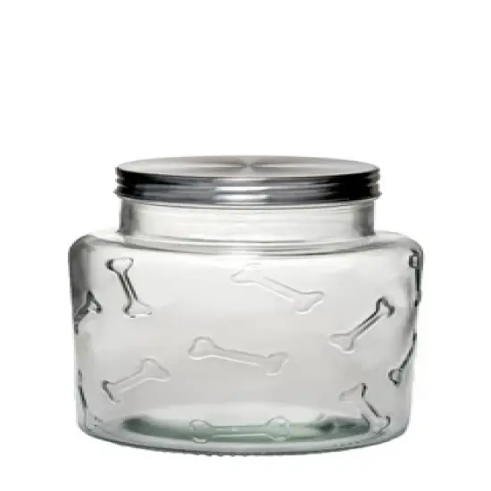 Amici Pet Bailey Bones Glass Canister Pet Treat Container Airtight, Dog Bone Design, Dishwasher Safe image {3}