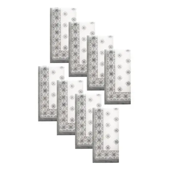 Amani Tile Napkin, Set of 8 - Gray - 17x17 - Elrene Home Fashions image {3}