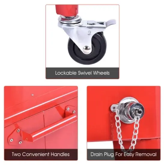 Costway Red Outdoor Patio 80 Quart Cooler Cart Ice Beer Beverage Chest Party Portable image {2}