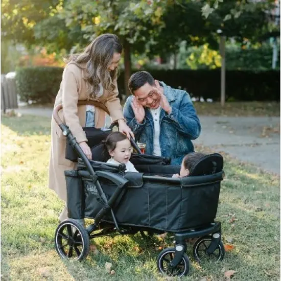 Larktale sprout Single-to-Double Stroller/Wagon - Expandable and Foldable Stroller Wagon for Kids with Canopy, Storage, and Accessories - Byron Black image {7}