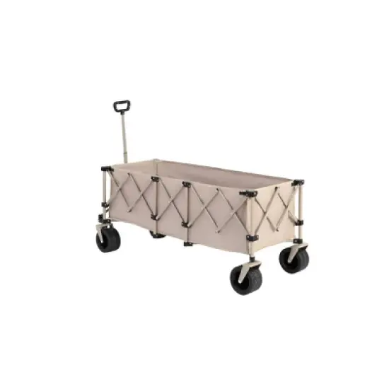 SKRAN Foldable Extended Heavy Duty 300L Folding Utility Cart with 220lbs Weight Capacity with Big All-Terrain Beach Wheels & Drink Holders image {6}