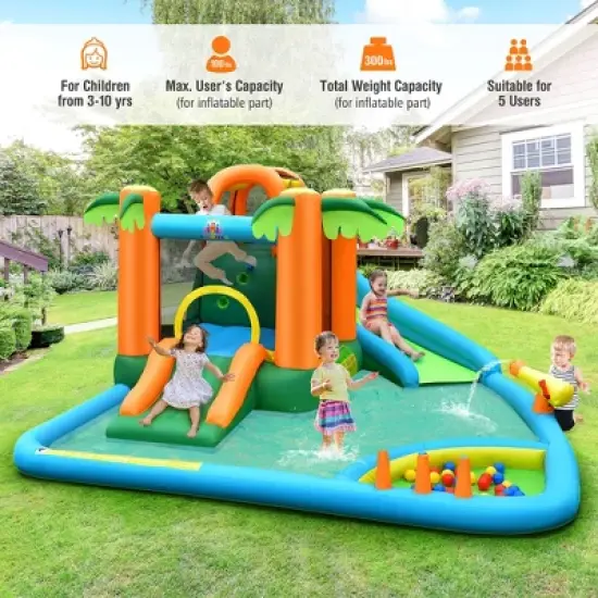 Costway Inflatable Water Slide Park Kid Bounce House w/Upgraded Handrail Blower Excluded image {6}