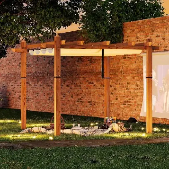 GustoWave Patio 10x10 Ft Wood-Grain Post Pergola Gazebo for Backyard Garden Porch image {4}