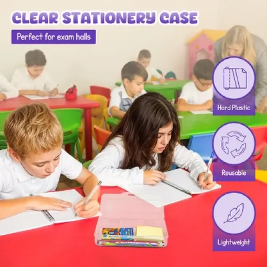 4E's Novelty 4 Pack Clear Pencil Boxes for Pencil Boxes for School as School Supply Box image {2}