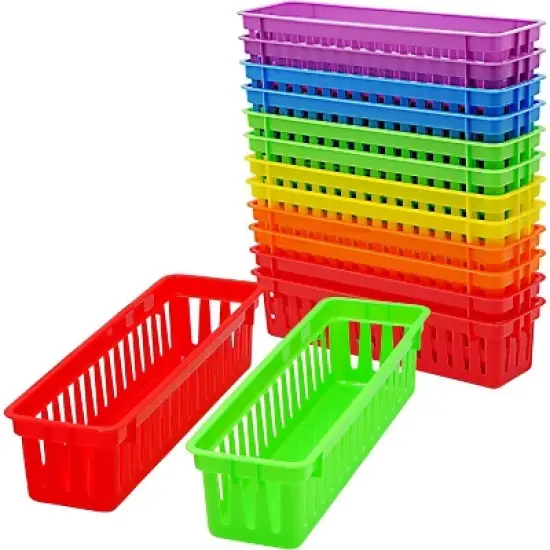 Pencil Baskets for Classroom Essential 12 pcs per pack, Colored Pencils, Drawer Organizer, 
Plastic Storage Bins, Teacher Desks Must-Haves image {8}