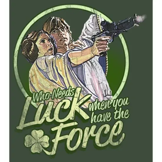 Junior's Star Wars Luke St. Patrick's Day Who Needs Luck When You Have The Force Festival Muscle Tee image {1}