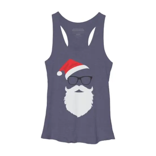 Women's Design By Humans Hipster Santa Face with Hat beard & Glasses Christmas By TronicTees Racerback Tank Top image {4}