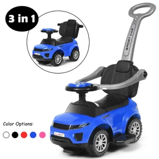 Costway 3 in 1 Ride on Push Car Toddler Stroller Sliding Car w/Music White\Black\Blue\Pink\Red image {1}