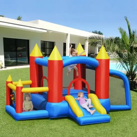 Costway Inflatable Bounce House Slide Jumping Castle Soccer Goal Ball Pit Without Blower image {3}