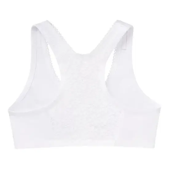 Glamorise Womens Front-Closure Cotton T-Back Comfort Wirefree Bra 1908 White image {4}