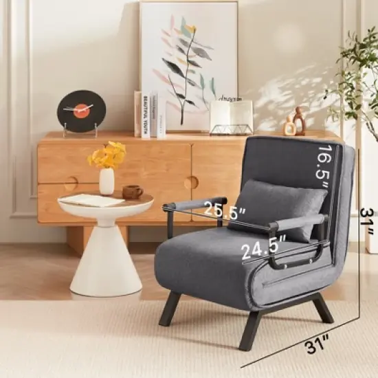 Folding Chair Bed, Comfy Convertible Sleeper Sofa, 5 in 1 Folding Bed with 5-Position Adjustable Backrest & Pillow, Floor Single Chairs image {3}