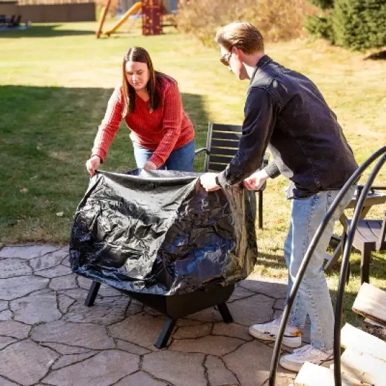 Sunnydaze Steel Grilling Fire Pit with Mesh Spark Screen and Protective PVC Cover - Black - 36." W x 32.5" D x 23.75" H image {13}