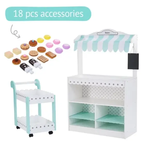 Teamson Kids My Dream Bakery shop Dessert Stand  White / Mint TD-13003A image {9}