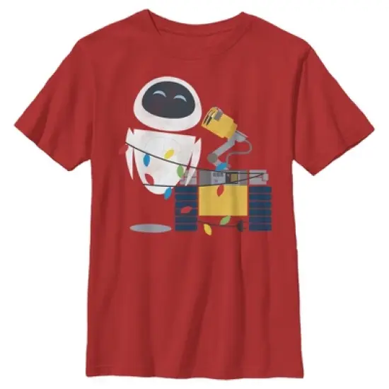 Boy's Wall-E Eve Christmas Lights T-Shirt image {3}