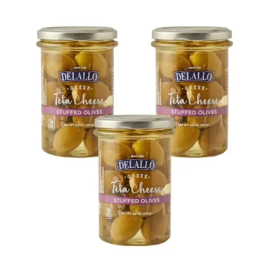 DeLallo Greek Feta Cheese Stuffed Olives, 9.9 oz. Jar, (3 Pack) image {6}