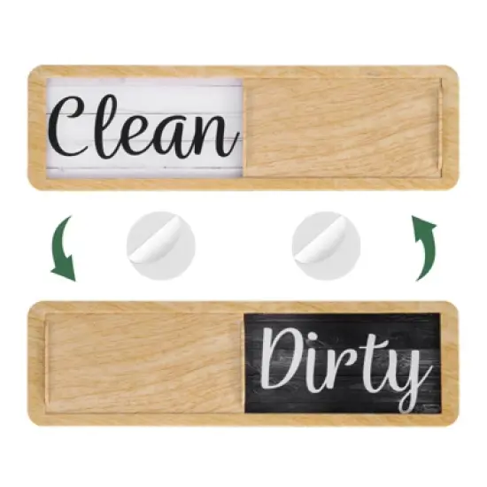 Unique Bargains Kitchen Hotel Indicating Clean Dirty Sign Wood Dishwasher Magnet image {6}