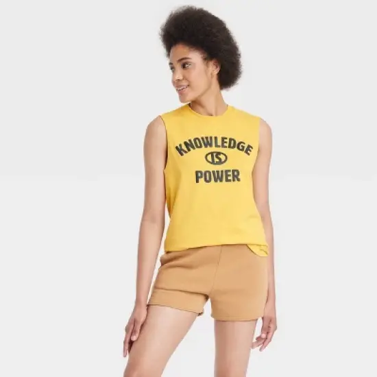 Women's Philadelphia Printworks Knowledge is Power Graphic Tank Top - Gold image {3}