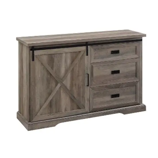 Orson Transitional Sliding X Barn Door Sideboard with 3 Drawers - Saracina Home image {1}