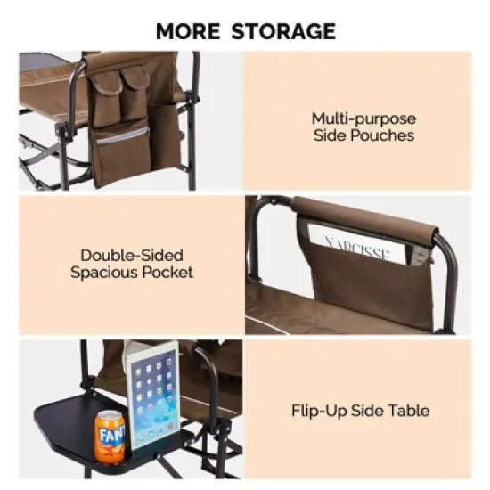 Karl Home Brown Metal Folding Beach Chair(Set of 1) image {3}