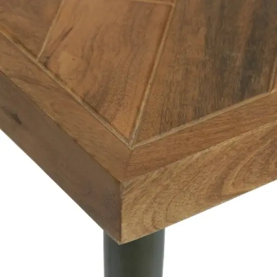 Villard Boho Handcrafted Mango Wood Parquet Side Table Natural Honey/Gray - Christopher Knight Home image {5}