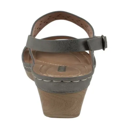 GC Shoes Foley Perforated Comfort Slingback Wedge Sandals image {2}