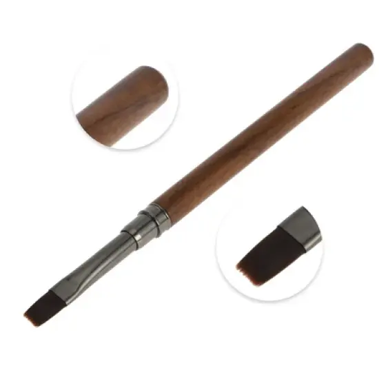 Unique Bargains Large Flat Mouth Nail Painting Brushes for Polish Painting Home DIY Brown 1 Pc image {2}