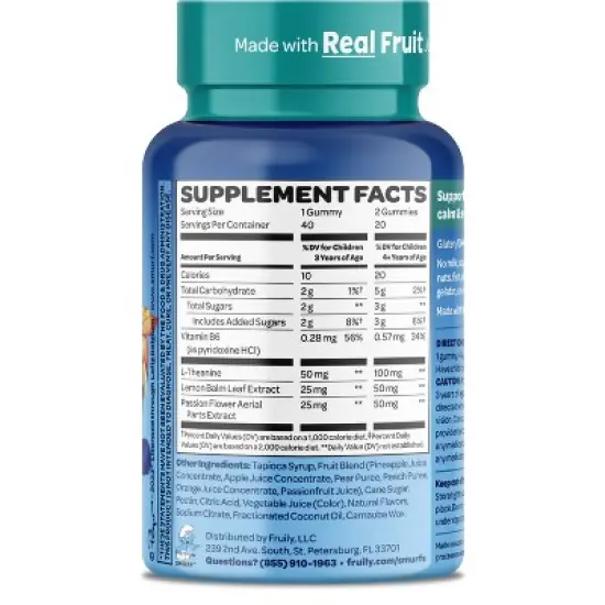 Smurfs Calm & Relaxed Kids Vitamin Gummies, Theanine, Lemon Balm & Vitamin B6, Smurfs Berry Flavored, 40ct image {2}