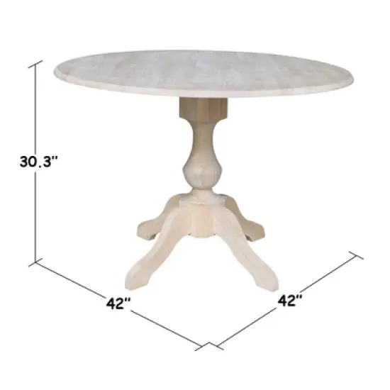 Blake Round Drop Leaf Table Unfinished - International Concepts image {7}