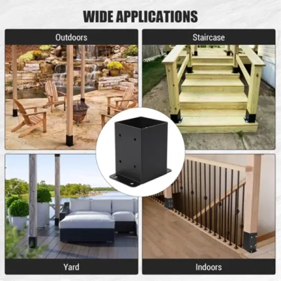 Post Base, 4x4 Post Base - Heavy Duty 10-Pack Powder-Coated Steel Brackets with Hardware for Deck, Fence, Pergola, Gazebo image {5}
