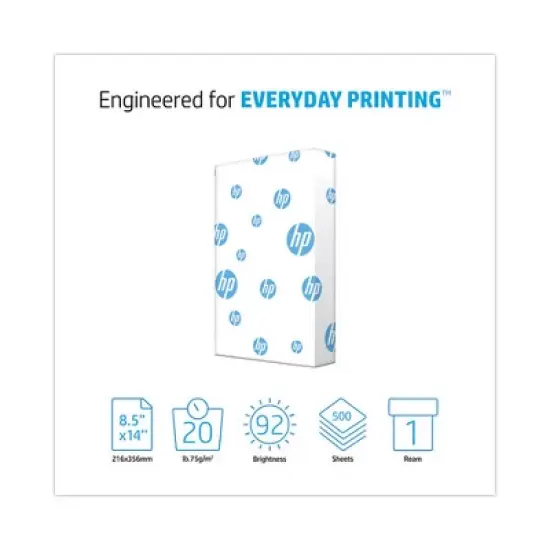 HP Papers Office20 Paper, 92 Bright, 20 lb Bond Weight, 8.5 x 14, White, 500/Ream image {1}