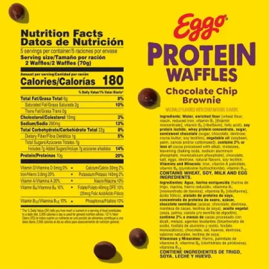 Eggo Frozen Protein Chocolate Chip Brownie Waffles - 12.3oz/10ct image {8}