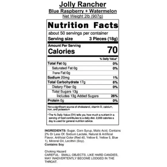 Jolly Rancher Hard Candy Bulk - 2 in 1, Blue Raspberry & Watermelon image {3}