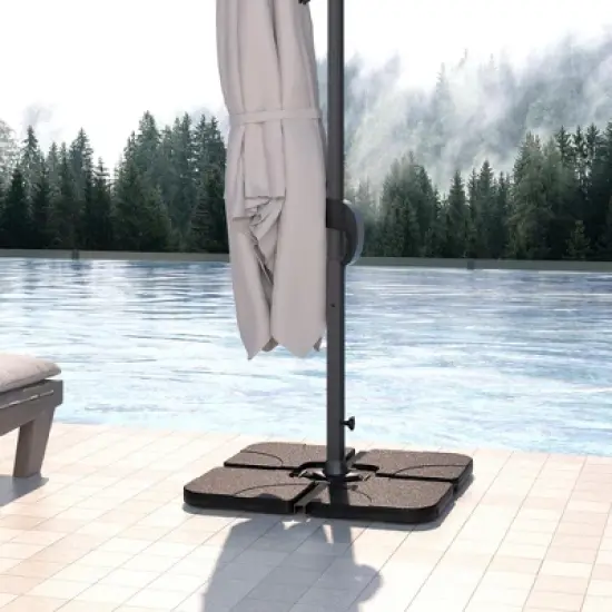 VECELO 10ft Offset Hanging Patio Umbrella with UV Protection Waterproof for Outdoor/Garden/Lawn, 8 Sturdy Ribs, Handy Crank&Cross Base, Red/Tan/White image {5}