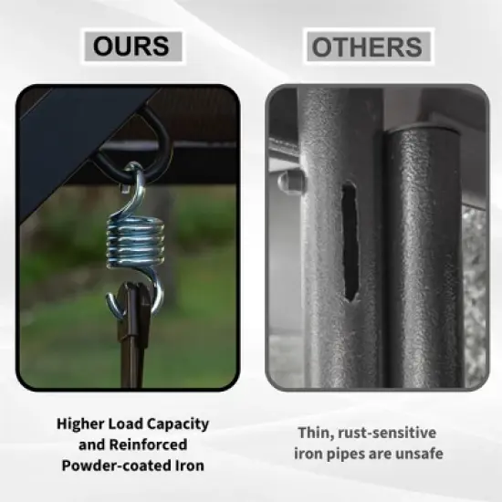 CAVINAS 3-Seat Patio Porch Swing,Hammock Swing Bench with Adjustable Canopy&Adjustable Table,Outdoor Swing for Garden&Backyard,850LBS Capacity,Gray image {3}