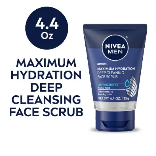 NIVEA Men Maximum Hydration Deep Cleaning Face Scrub with Aloe Vera - 4.4oz image {1}