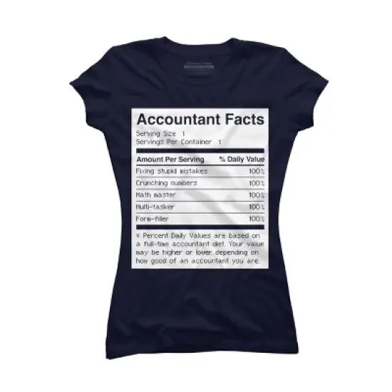 Junior's Design By Humans Accountant Nutrition Facts Label By EJamjar T-Shirt image {3}