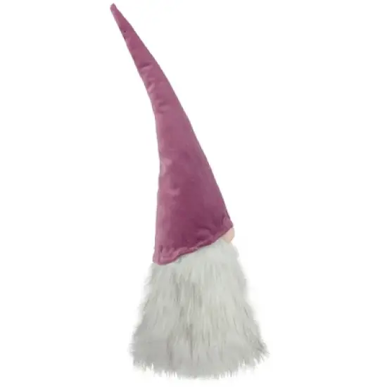 Northlight Lighted Gnome with Beard and Pointy Hat Christmas Decoration - 17" - Mauve image {1}