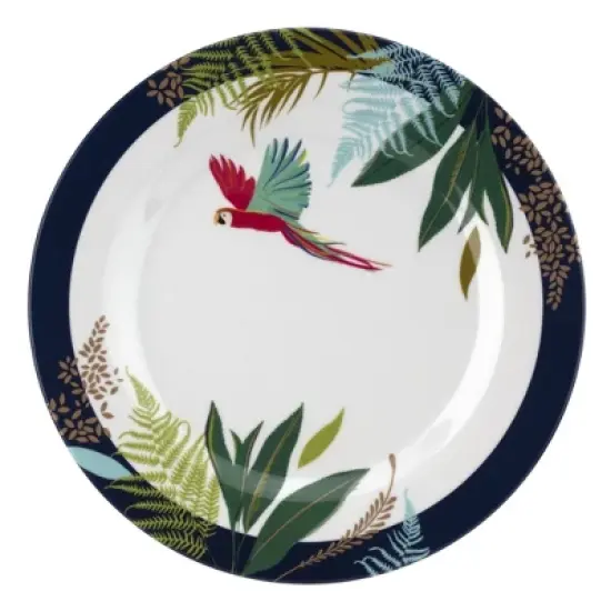 Portmeirion Sara Miller Parrot Melamine Side Plates, Set of 4 - Colorful Tropical Design & Gold Detailing - 8" BPA-Free Shatterproof Salad Tableware image {5}