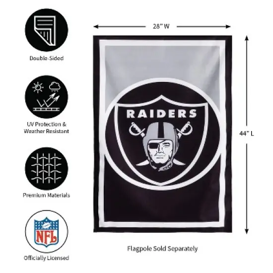 Evergreen Flag, DS New Burlap, Reg, Las Vegas Raiders image {1}