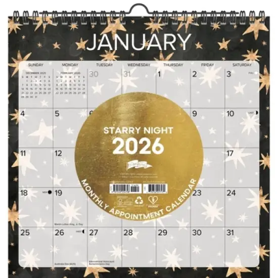 Willow Creek Press 12"x12" 2026 Starry Night Spiral Wall Calendar image {5}