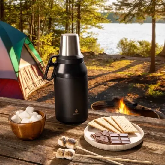 Manna 64oz Stack Growler Black: Insulated Stainless Steel Water Bottle for Hot & Cold Beverages, Double-Wall Construction image {6}