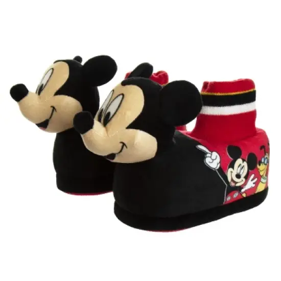 Disney Mickey Mouse 3D slippers - House Shoes Plush Lightweight Warm indoor Comfort Soft Aline - Red/Black 3D (size 5-12 Toddler - Little Kid) image {7}
