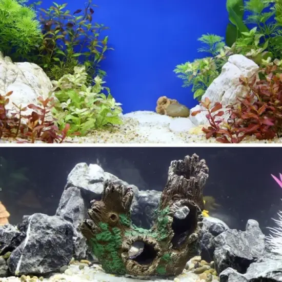 Unique Bargains Aquarium Decorations Hollow Tree Trunk Ornament Resin Fish Accessories Brown Green 5.51" Length 1 Pcs image {5}