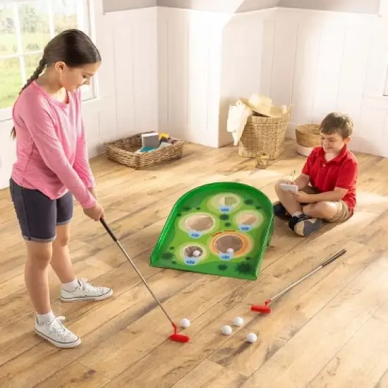 HearthSong Arcade Golf Putting Game for Kids with Two Golf Clubs and Six Golf Balls image {1}