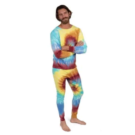 Leveret Mens Two Piece Cotton Tie Dye Pajamas image {2}