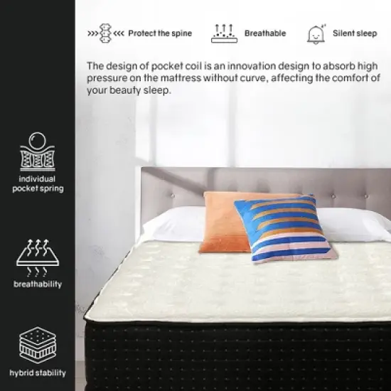 Continental Sleep 14" Medium Firm Pocket Coil Hybrid Mattress, image {2}