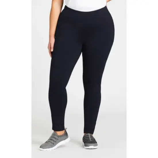 Women's Plus Size Pima High Rise Legging Navy - average | AVENUE image {8}