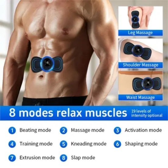 Mini Muscle Body Massager with 5 Replaceable Pads and 19 Speed 8 Modes for Pain Relief for Full Body and Relaxation of Arm, Leg Shoulder, Waist image {3}